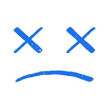 Sad Dead Face Emoticon With X Eyes Doodle Hand Drawn Vector Graphic Illustr.. Stock Illustration
