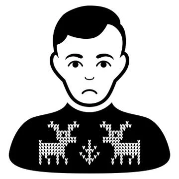 Sad Deers Pullover Boy Black Icon 스톡 일러스트