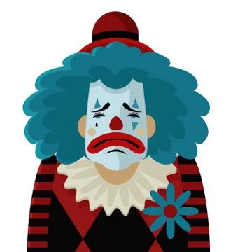Sad depressed clown Stock Illustration