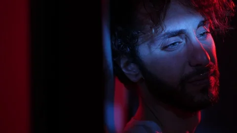 Sad depressed man in the dark crying alone. Depression,loneliness Stock Footage 103541129