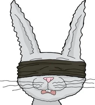 Sad Detained Rabbit with Blindfold Stock Illustration
