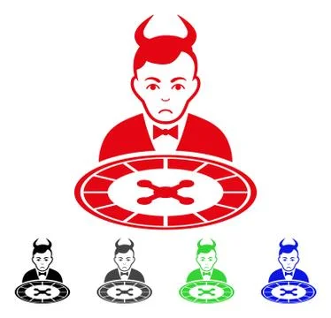 Sad Devil Roulette Dealer Vector Icon Stock Illustration
