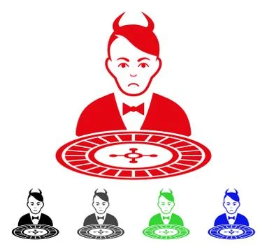 Sad Devil Roulette Dealer Vector Icon Stock Illustration