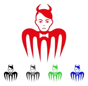 Sad Devil Spectre Vector Icon Stock Illustration