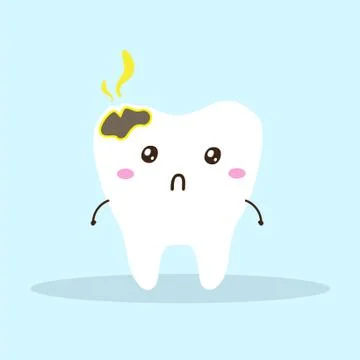 Sad dirty tooth character vector design Stock Illustration