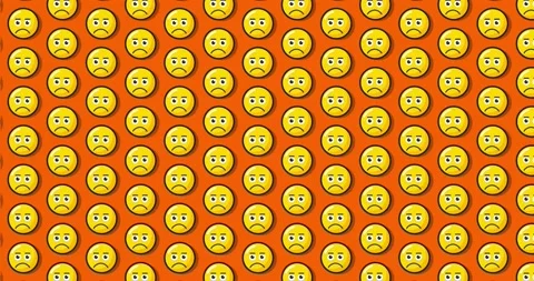Sad Disappointed expression emoji. Loopable animated pattern background on .. Stock Footage 224360965