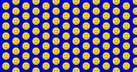 Sad Disappointed expression emoji. Loopable animated pattern background on .. Stock Footage 224360975