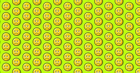 Sad Disappointed expression emoji. Loopable animated pattern background on .. 스톡 동영상 224360983