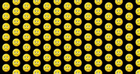 Sad Disappointed expression emoji. Loopable animated pattern background on .. Vídeos de archivo 224360984