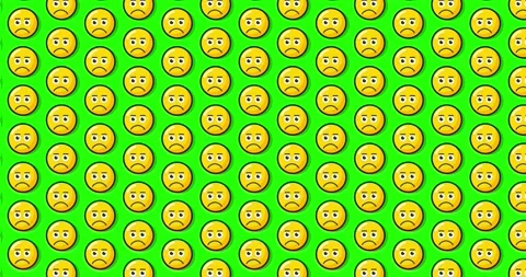 Sad Disappointed expression emoji. Loopable animated pattern background on .. Vídeos de archivo 224360992