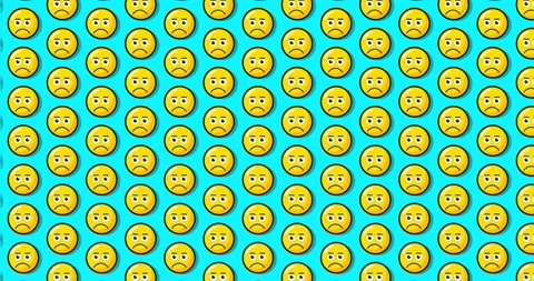 Sad Disappointed expression emoji. Loopable animated pattern background on .. Stock Footage 224361292