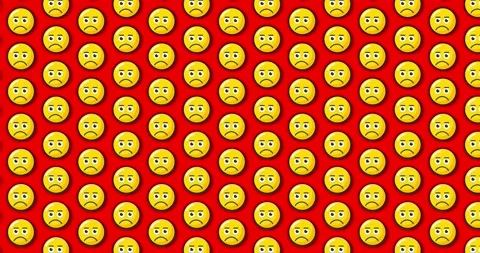 Sad Disappointed expression emoji. Loopable animated pattern background on .. Vídeos de archivo 224361440