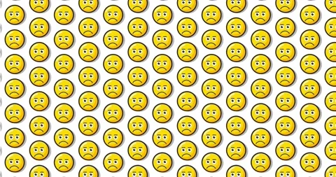 Sad Disappointed expression emoji. Loopable animated pattern background on .. 스톡 동영상 224361618