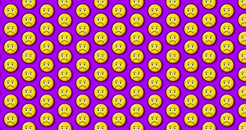 Sad Disappointed expression emoji. Loopable animated pattern background on .. Stock Footage 224361771