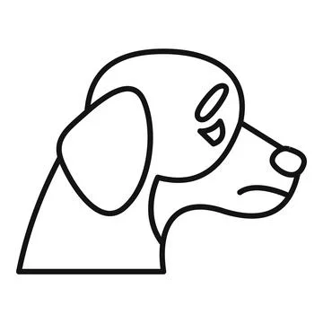 Sad dog face looking down line drawing イラスト素材