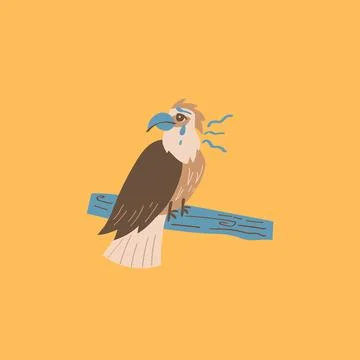 Sad Eagle Cartoon: Touching Illustrations of Emotionally Expressive Eagles Illustrazione stock