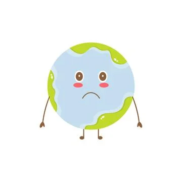 Sad earth character mascot vector. cartoon character illustration Stock Illustration