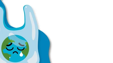 Sad Earth Globe Crying Inside Plastic Bag Environmental Pollution Concept A.. Stock Footage 342122809