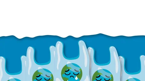 Sad Earth Globes Trapped in Plastic Bags Floating in Polluted Ocean Water. Stock Footage 342120734