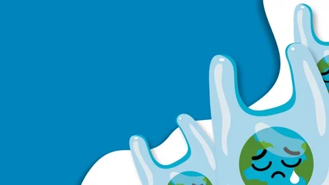 Sad Earth Trapped in Plastic Bag Cartoon Animation for Environmental Awarenes Stock Footage 342120593