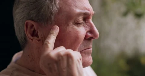 Sad elderly man, thinking and window with ideas, memory and vision of life Stock Footage 248521868