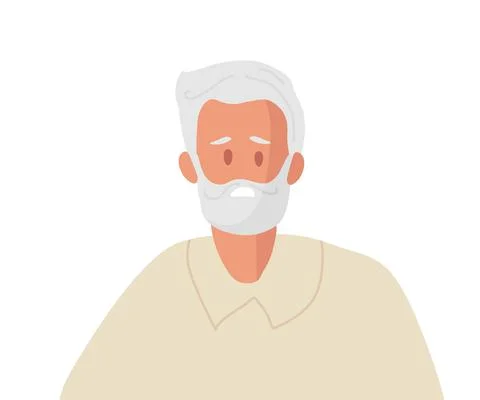 Sad elderly Man. Tired old man with beard with gray hair. Mature Man experiences Stock Illustration