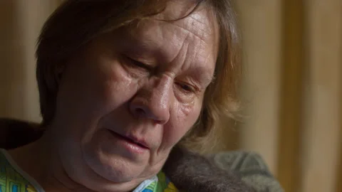 Sad elderly woman crying Stock Footage 142411310