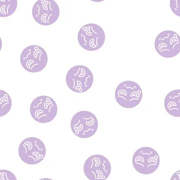 Sad emoji glyph seamless pattern Stock Illustration