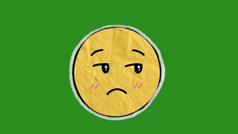 Sad Emoji Paper Texture Overlay | Cute Hand Drawn Face Animation  Stock Footage 331003162