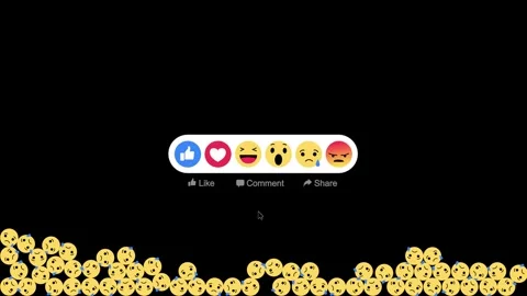 Sad Emoji with Reactions Hover Illustration on Social Media Interface Video stock 341917835