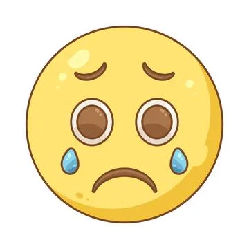 Sad emoji with tears Illustrazione stock