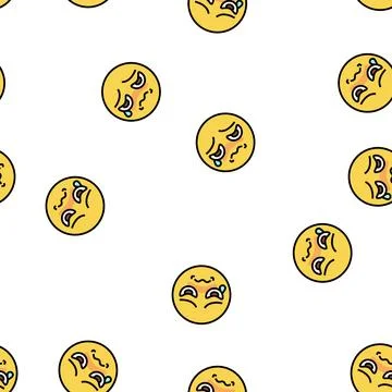 Sad emoji vector seamless pattern Stock Illustration