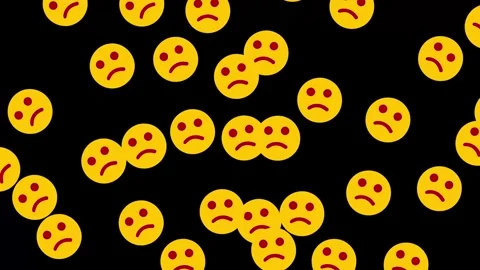 Sad Emojis on Black Background Stock Footage 306341576