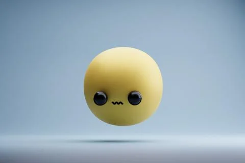 Sad emoticon, 3D render, minimal background, digital art, social media Stock Illustration