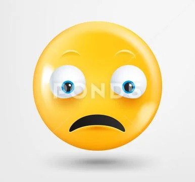 Sad emoticon 3d vector. Emoji isolated on white background: Graphic ...