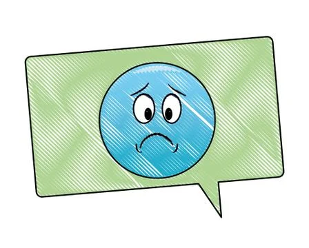 Sad emoticon in bubble scribble 库存插图