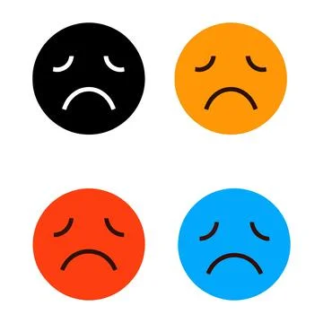 Sad Emoticons in Various Colors Representing Different Moods and Feelings Stock Illustration