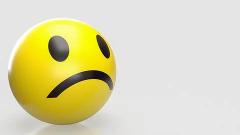 The Sad Emotion icon on white background  3d rendering. Stock Photos