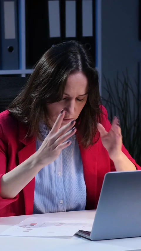 Sad Employee Working With Documents And Getting Be Upset Working In The Office Stock Footage 281156003