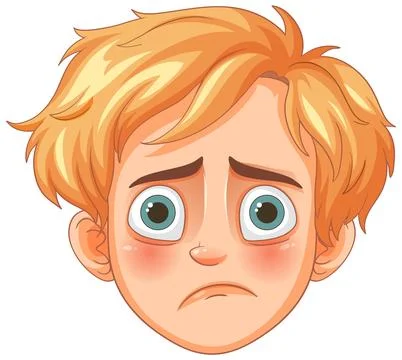 Sad Expression on Boy's Face Stock Illustration