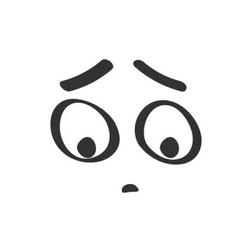 Sad expression on cute face in monochrome simple doodle style Ilustración de archivo