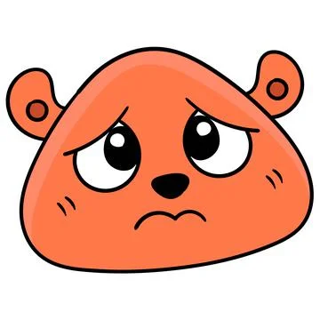 Sad face bear head is having trouble. doodle icon drawing Illustrazione stock