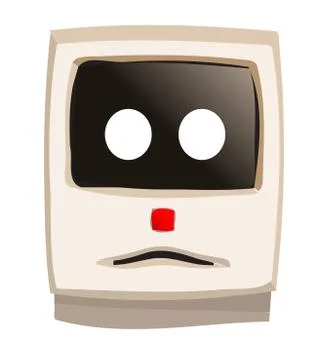 Sad Face Beige Computer Stock Illustration