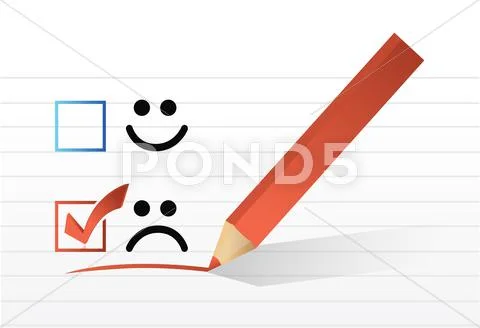 Sad face check mark illustration design Stock Illustration