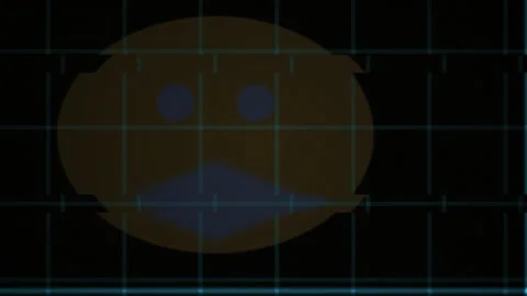 Sad face emoticon on grid background. Stock Footage 335966916