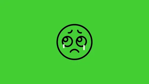 Sad face emotion animated icon on green screen background Stock Footage 314731693