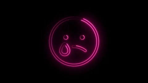 Sad face expression with neon pink glow ... | Stock Video | Pond5