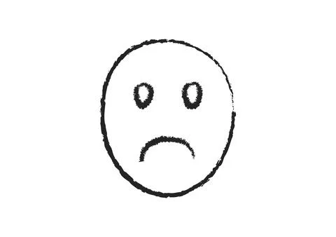 Sad Face Icon Hand Drawn Sketch Emoticon Symbol on White Background Stock Illustration