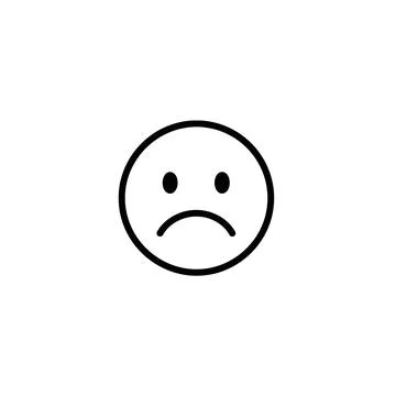 Sad face icon simple line art graphic 库存插图