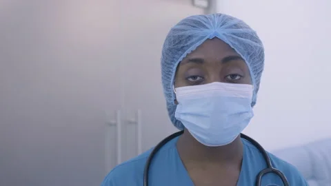 Sad face of overworked black medical worker, doctor exhausted after night shift Stock-Footage 138200465